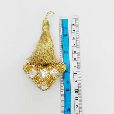 Light Gold Bead and Sequins Tassels Latkan, Indian Latkans, Blouse Latkan